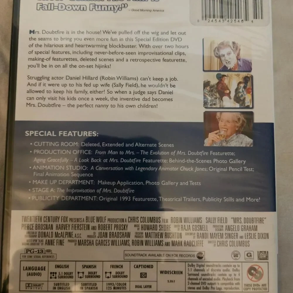 Mrs. Doubtfire DVD With Sally Field & Robin Williams